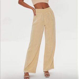 Forever 21 | Smocked Chambray Pants | Olive Green